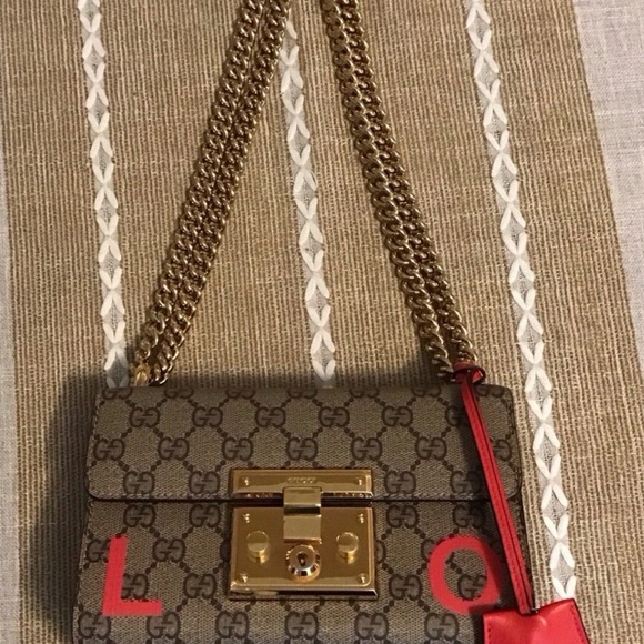 Gucci Padlock GG Shoulder Bag Chain Strap Brown Red Gold Hardware - Picture 5 of 13